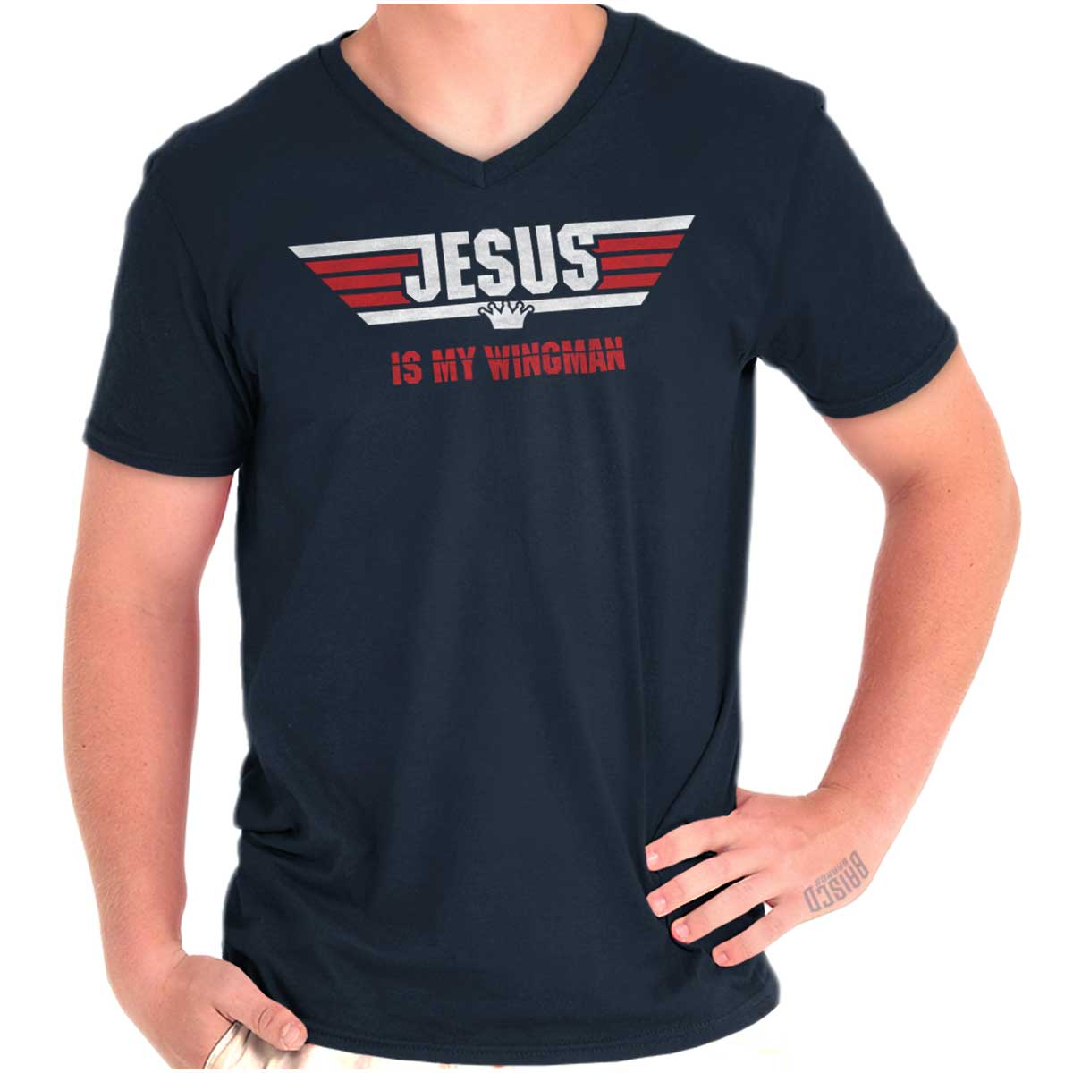 Jesus Is My Wingman V-Neck T Shirt