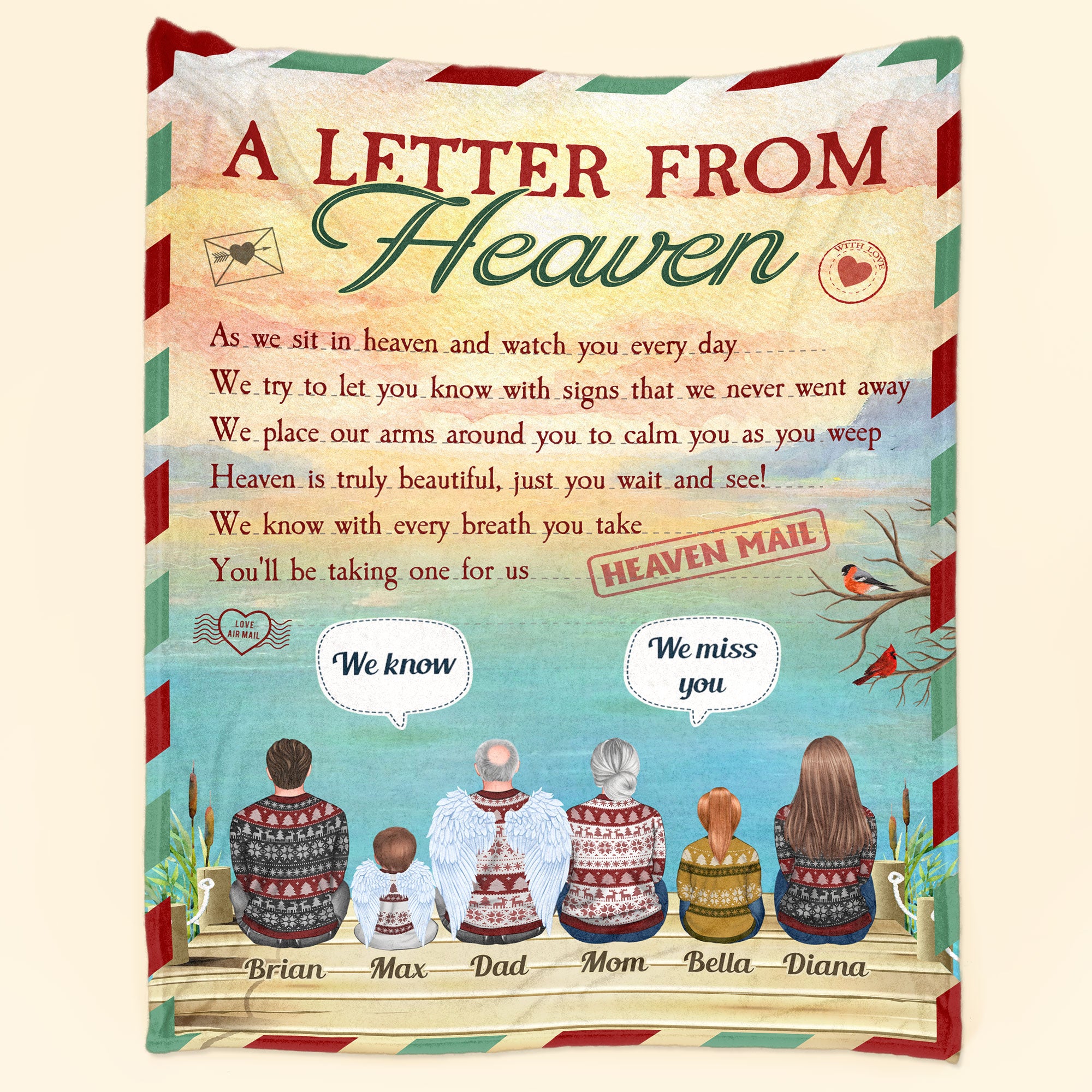 A Letter From Heaven With Kids – Personalized Blanket – Loving, Memorial Gift For Family With Lost Ones, Parents, Grandparents, Children, Siblings