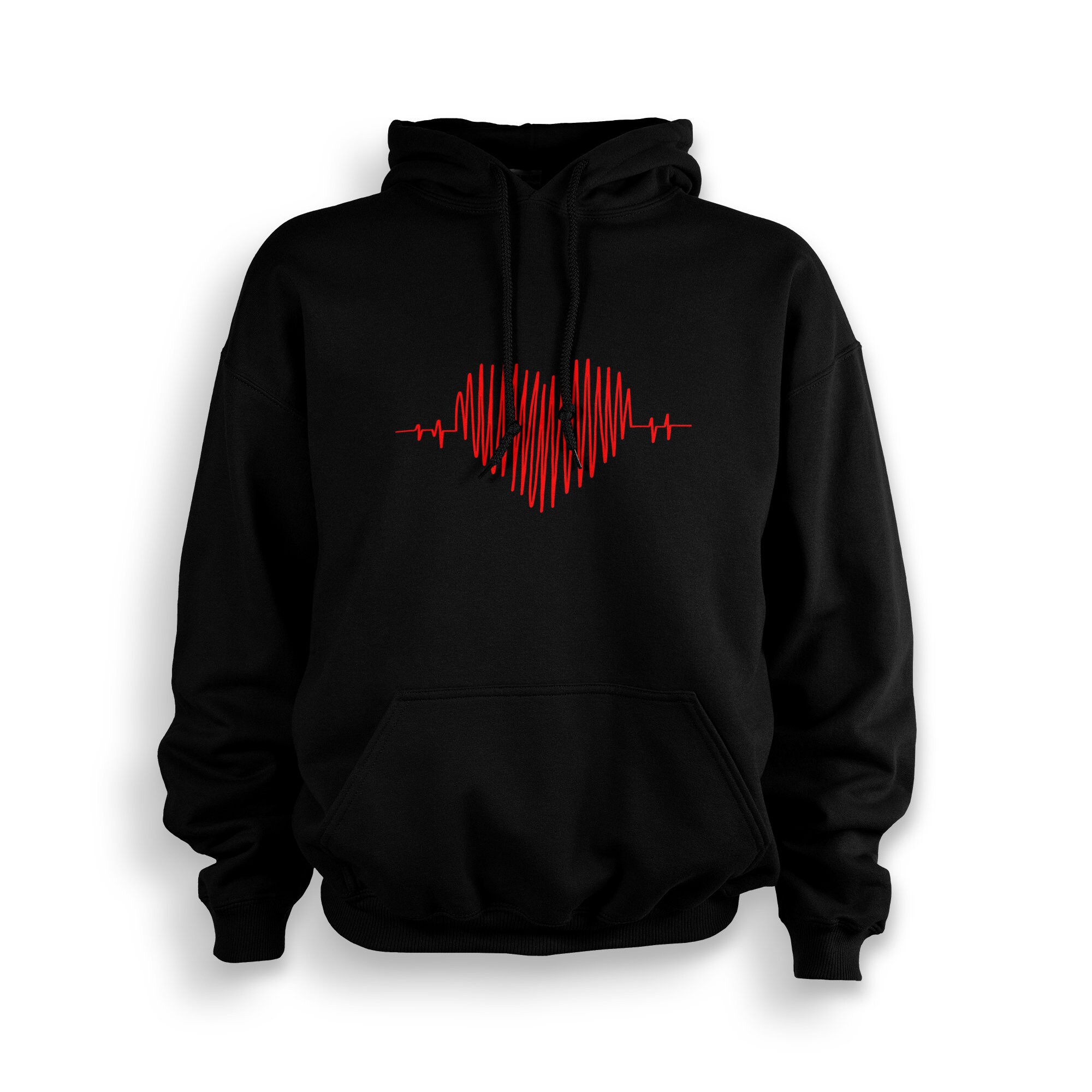 Heart Wave My Valentine Adult Hoodie (Black) | Made To Order With Love