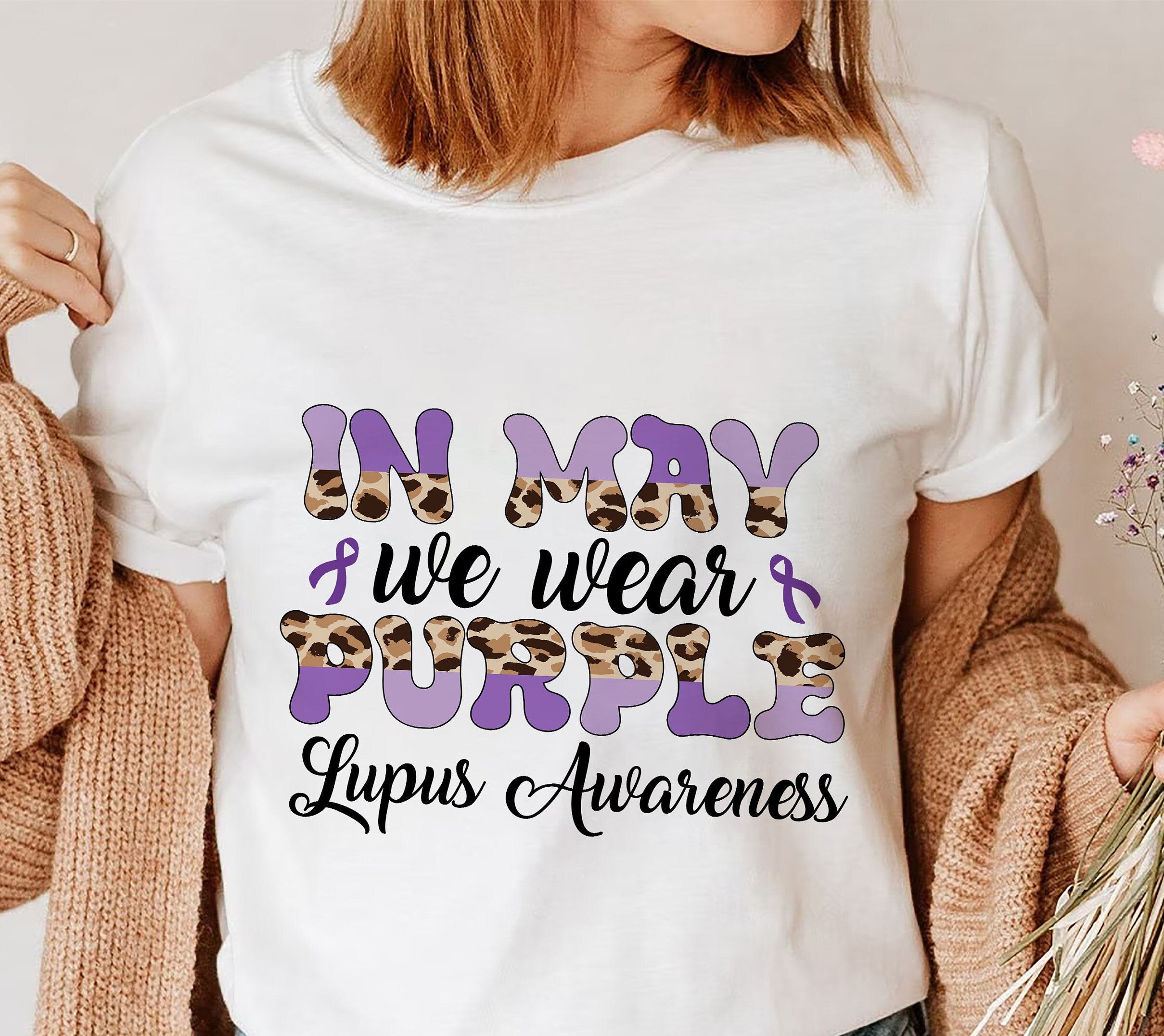 Lupus Awareness T-Shirt, Lupus Leopard Gift, Lupus Patient Shirt, Lupus Warrior T-Shirt, In May We Wear Purple, Graphic Tee Shirt For Women