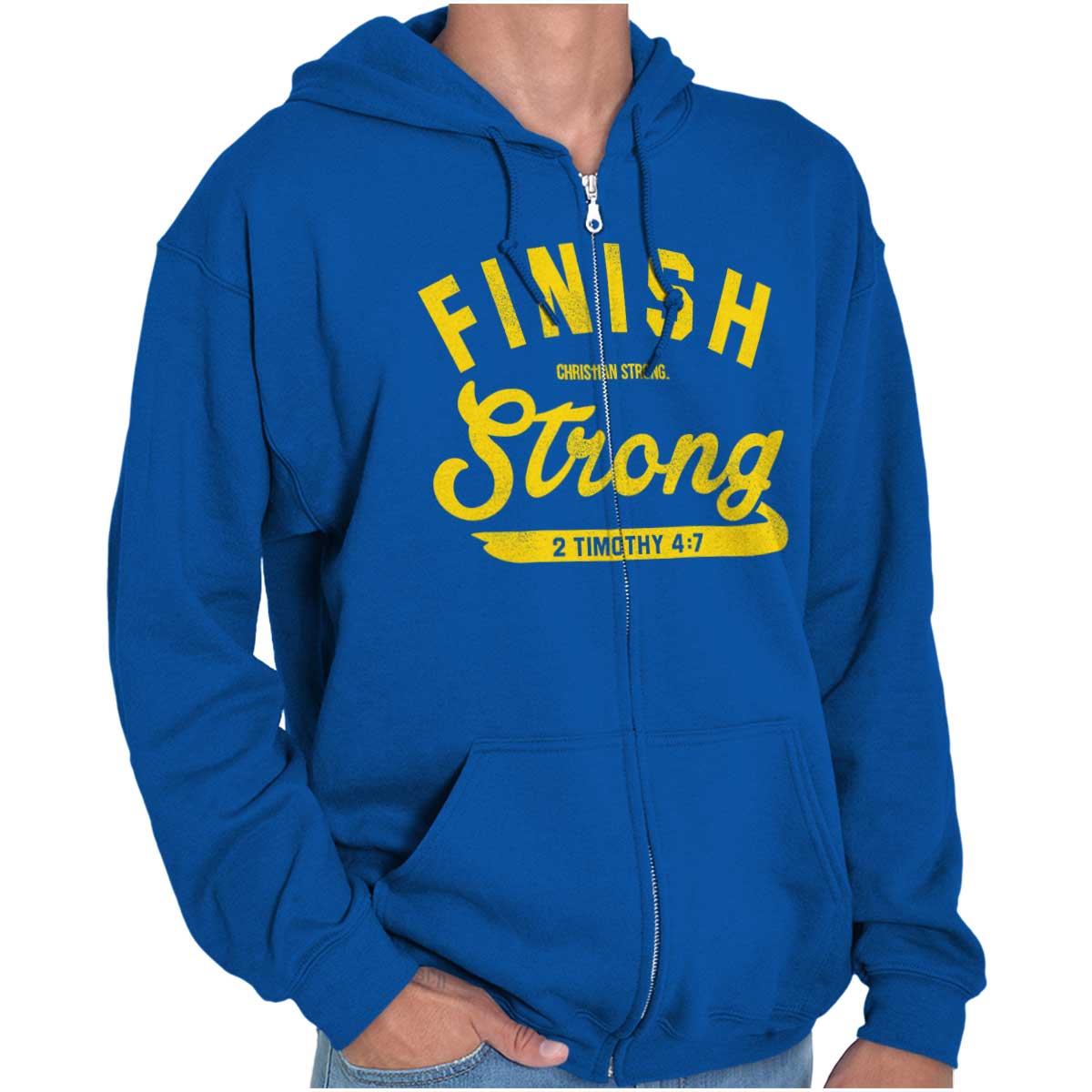 Finish Strong Scripture Zip Hoodie