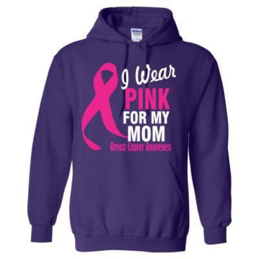 AGR I Wear Pink For My Mom Breast Cancer Awareness – Heavy Blend™ Hooded Sweatshirt