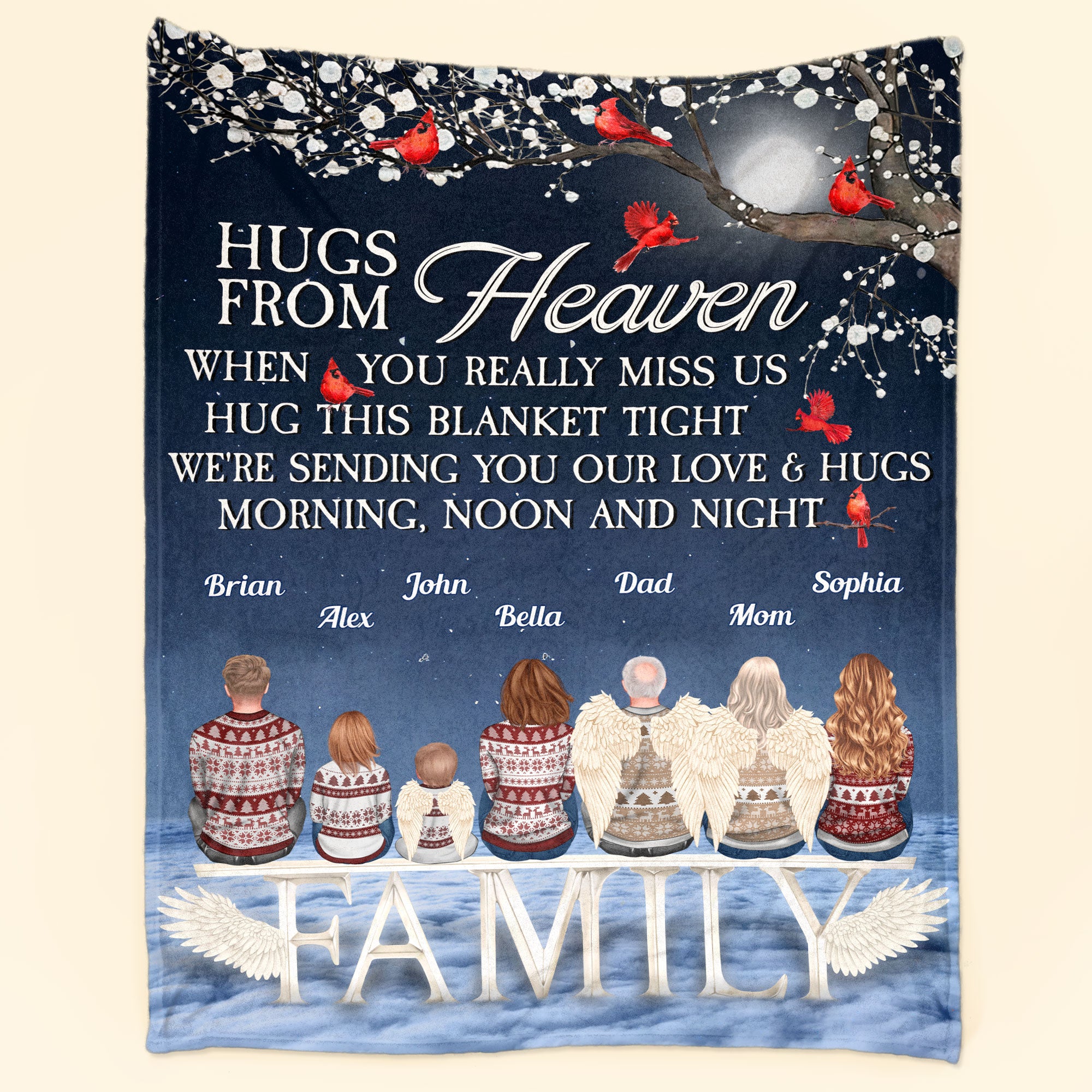 A Hug From Heaven Ver 2 – Personalized Blanket – Christmas Memorial Gift For Family Members, Mom, Dad, Siblings