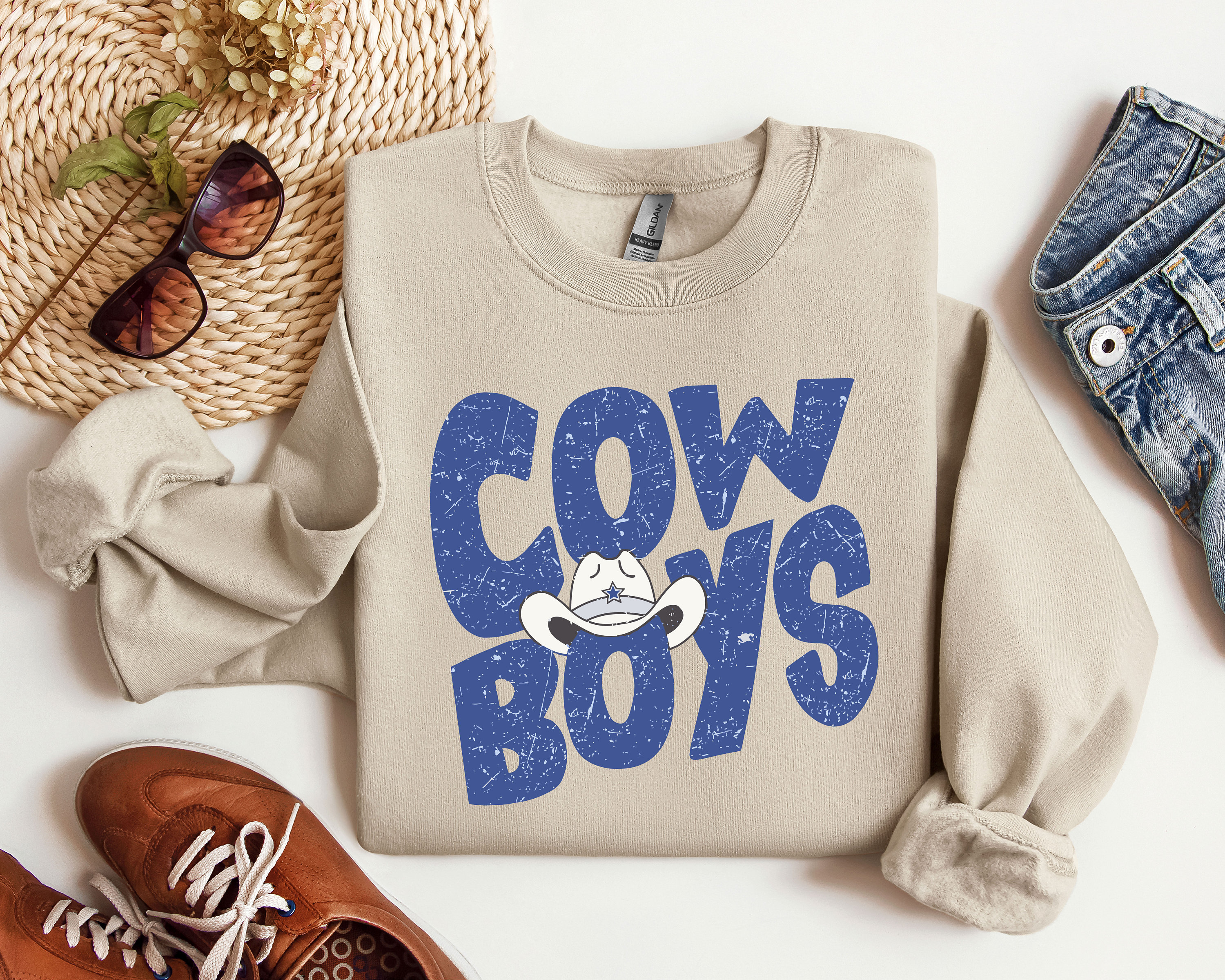 Vintage Cowboys Sweatshirt, Cowboys Football, Distressed Football Crewneck, Cowboys Game Day, Men and Womens Sweatshirt, Unisex