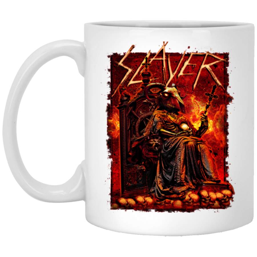 Slayer T Shirt Goat Skull Band Logo Official White Mug