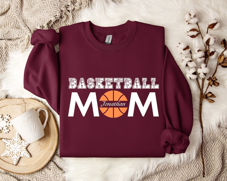 Personalized Basketball Mom Sweatshirt, Game Day Basketball Mom, Custom Your Name Number Sweatshirt, Your Name Basketball Sweatshirt, Mom