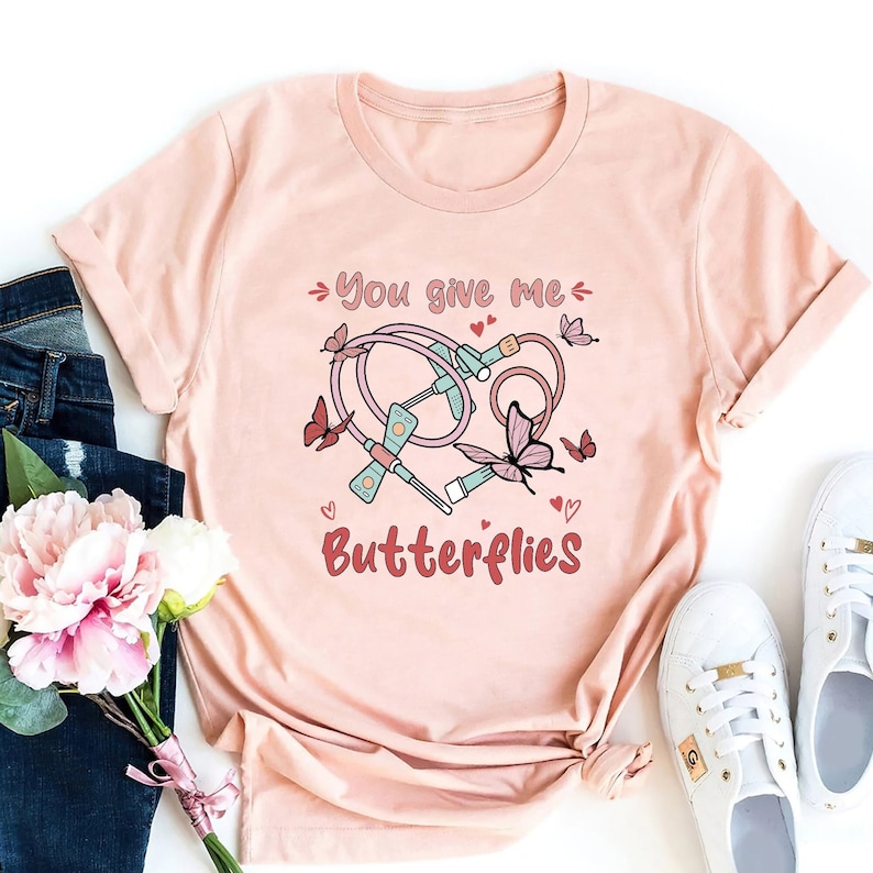 Nurse Shirts, Give me Butterflies shirt, Phlebotomist Valentine’s Day Shirt, Medical Lab Assistant Tech Valentine T-Shirt PBT Cpt Phlebotomy