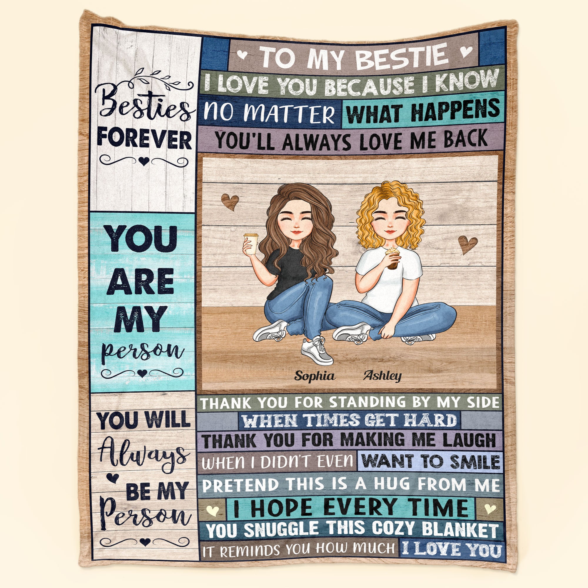 Thank You For Standing By My Side – Personalized Blanket – Birthday, Christmas, New Year Gift For Sisters, Sistas, Besties, Soul Sisters