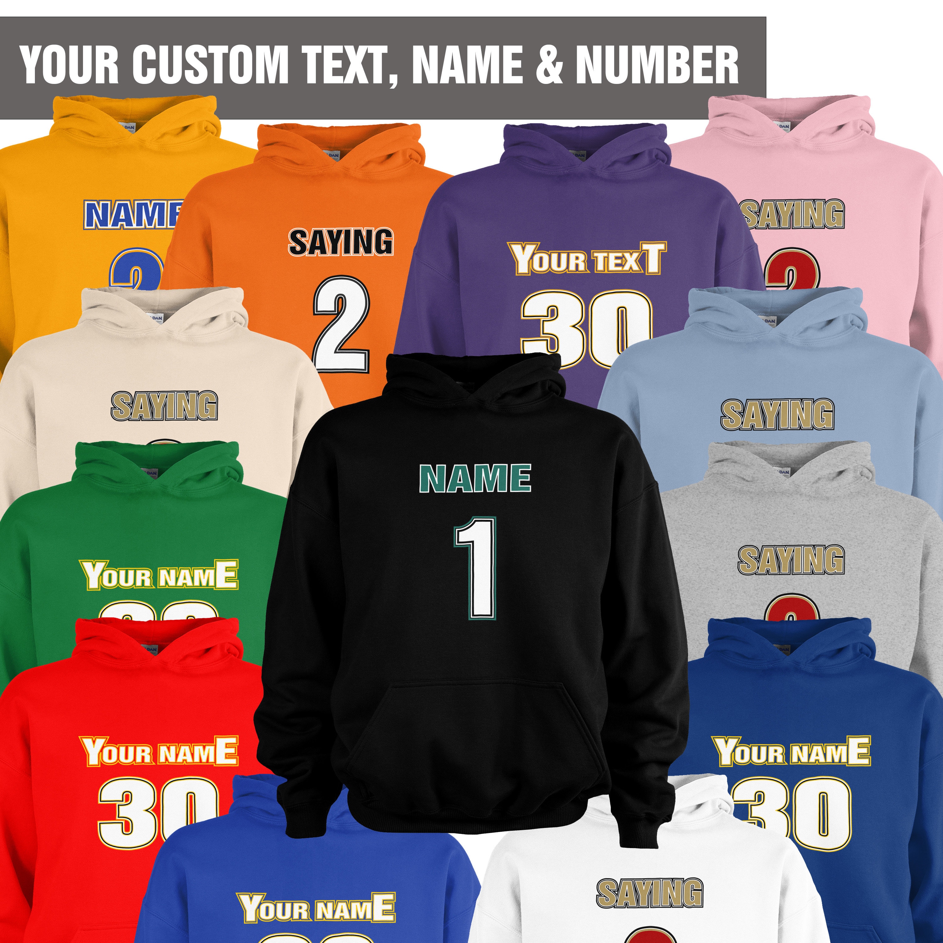 Custom Text Youth Hoodie | Your Saying, Name and/or Number | Customized | Personalized | Team | Birthday | Sport Banquet