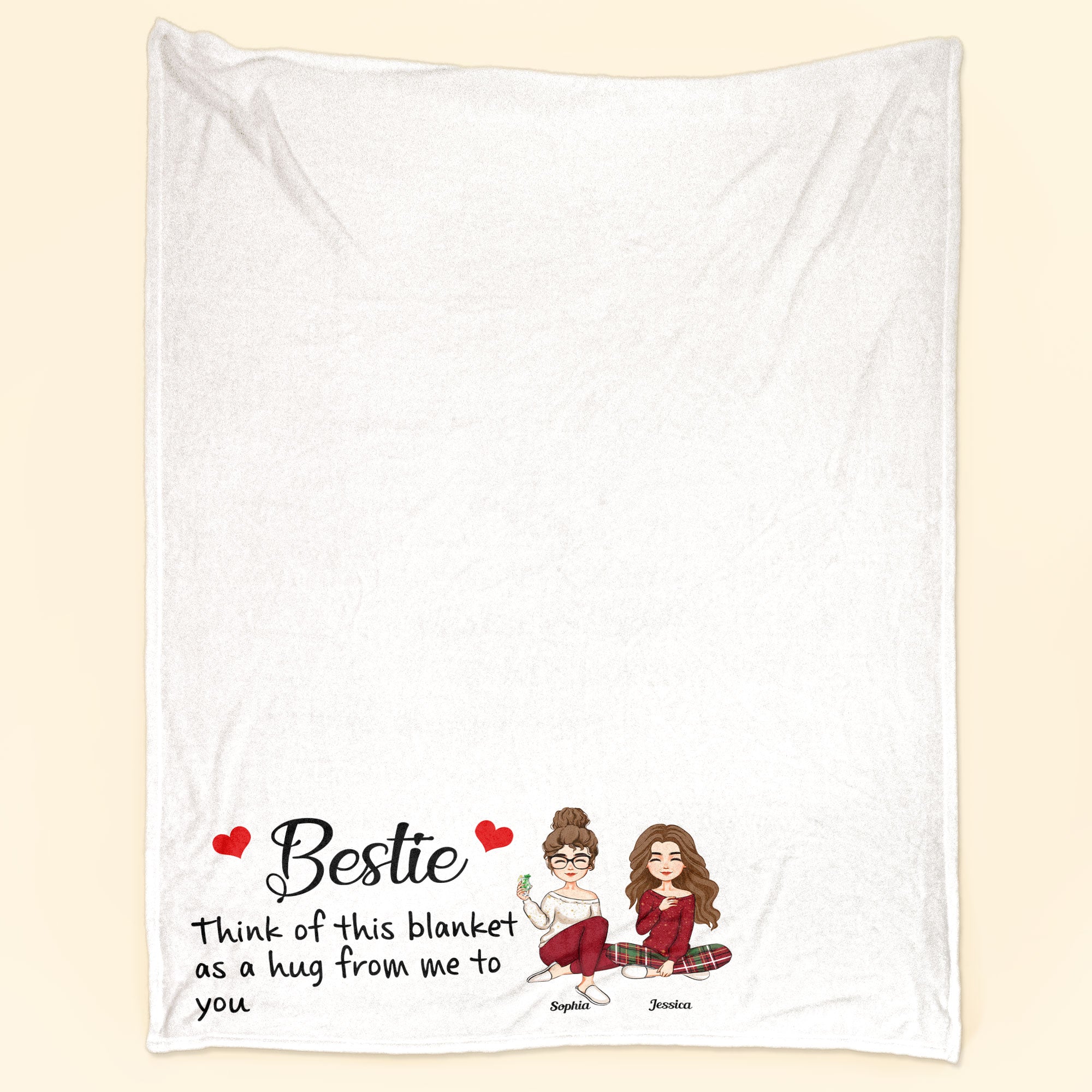 Think Of This Blanket As A Hug From Me To You – Personalized Blanket – Funny, Birthday, Christmas Gift For Besties, Sisters, Daughter, Mother