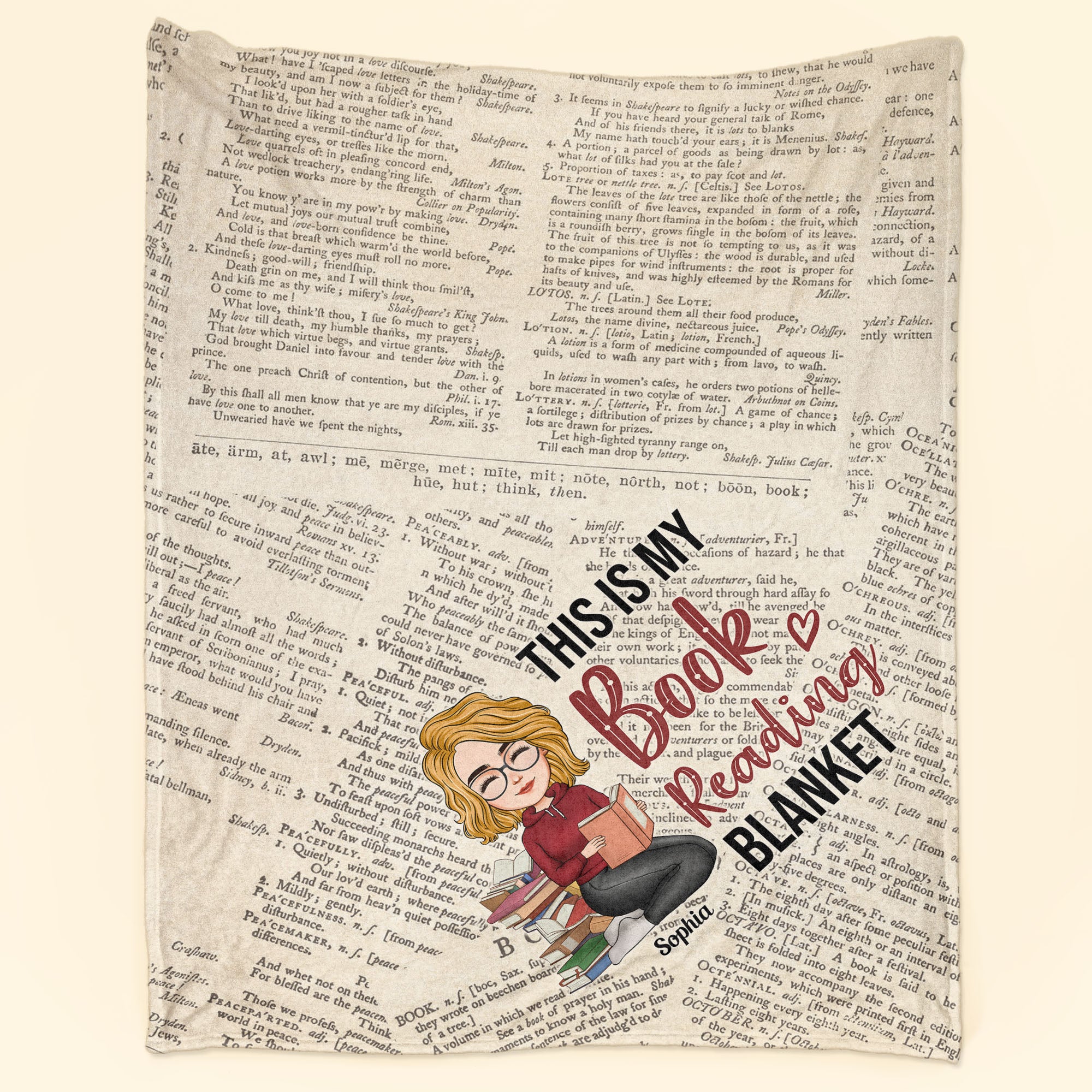 This Is My Book Reading Blanket – Cartoon Version – Personalized Blanket