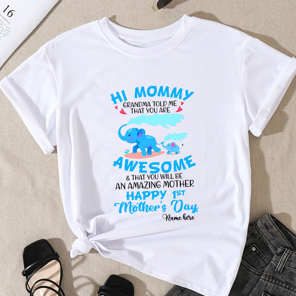 Mother’s Day – Personalized Happy First Mother’s Day Shirt, Amazing Mom Shirt, Awesome Mom Shirt, Elephant Mom Shirt, New Mom Shirt Gift – Personalized Onesie