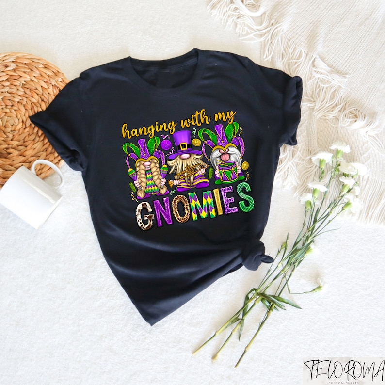 Mardi Gras Hanging With My Gnomies Shirt, Funny Mardi Gras Gnome Sweatshirt, Mardi Gras Gift, Mardi Gras Musical Crewneck