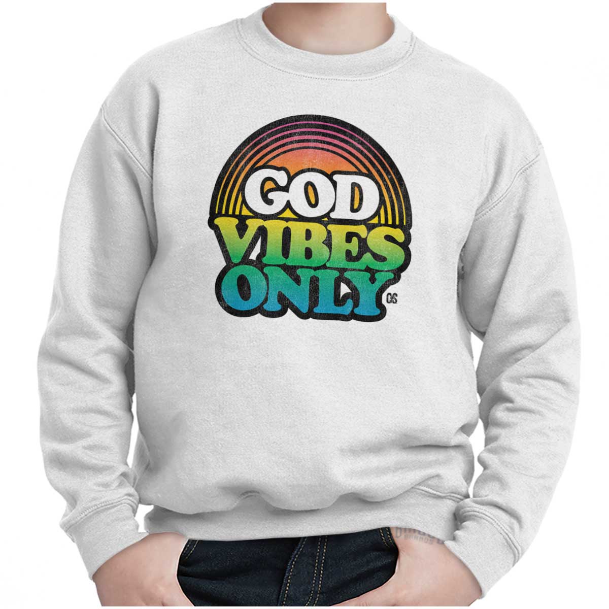 God Vibes Only Retro Youth Sweatshirt