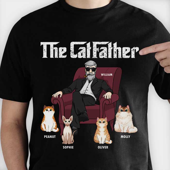 The Cat Father Cat Dad In Suit – Gift for Cat Dad – Personalized Unisex T-Shirt