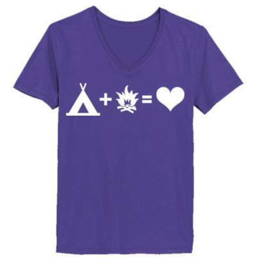 AGR Camping Love Heart – Ladies’ V-Neck T-Shirt