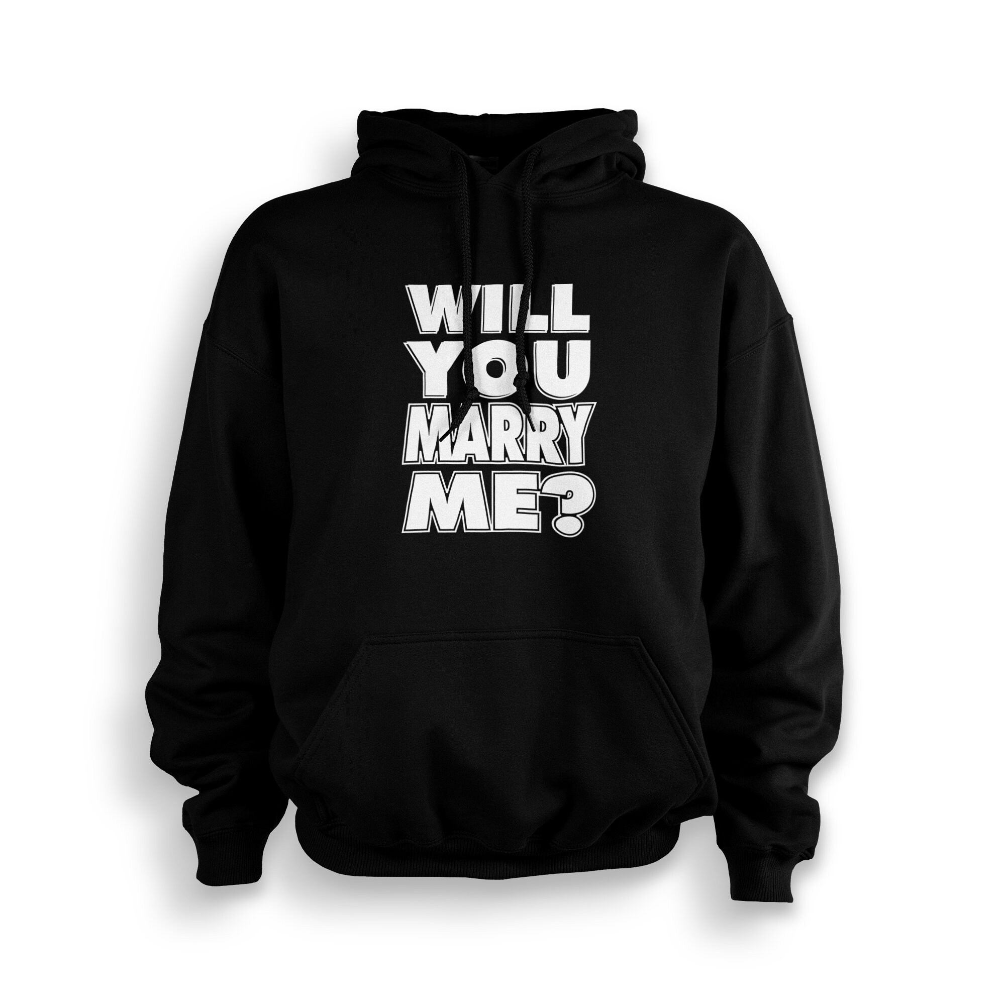 Will You Marry Me? Wedding Valentine Adult Hoodie (Black) | Made To Order With Love