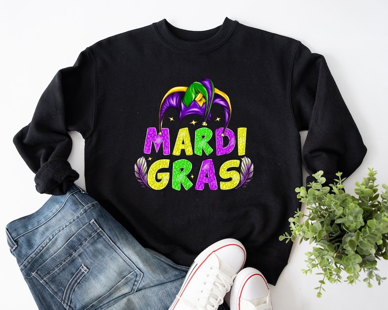 Mardi Gras Sweatshirt, Cute Mardi Gras Long Sleeve shirt, Louisiana Sweatshirt, Parade Squad, New Orleans Sweater, Flower de luce Sweatshirt