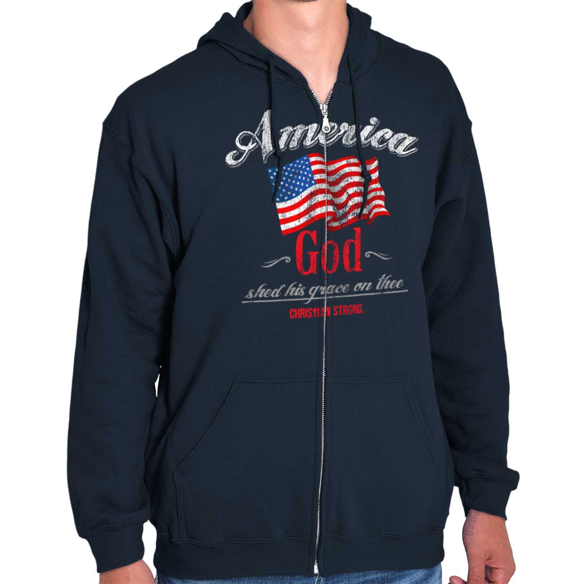 America God Zip Hoodie