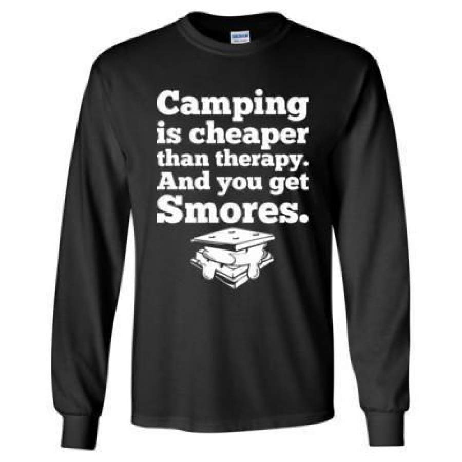 AGR Camping Is Cheaper Than Therapy And You Get Smores – Long Sleeve T-Shirt