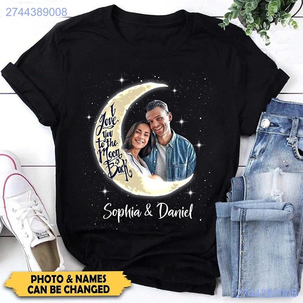Valentine’s Day TShirt Love You To The Moon And Back. Custom Couple Shirt
