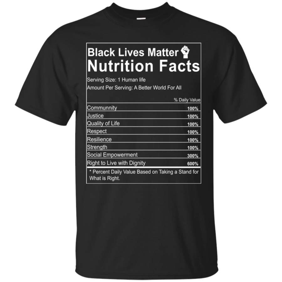 AGR Black Lives Matter Nutrition Facts Shirt