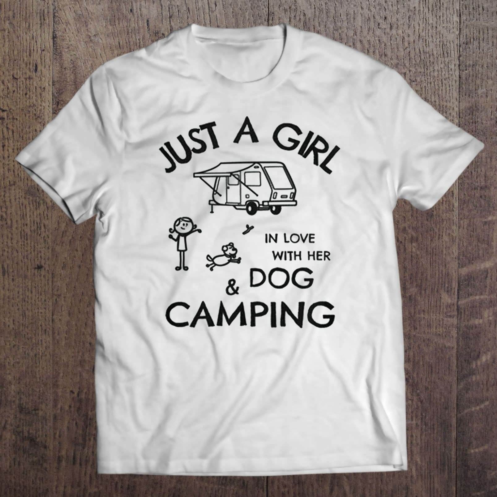 Just A girl In Love With Her Dog And Camping Gift For Women Dog Lovers T shirt