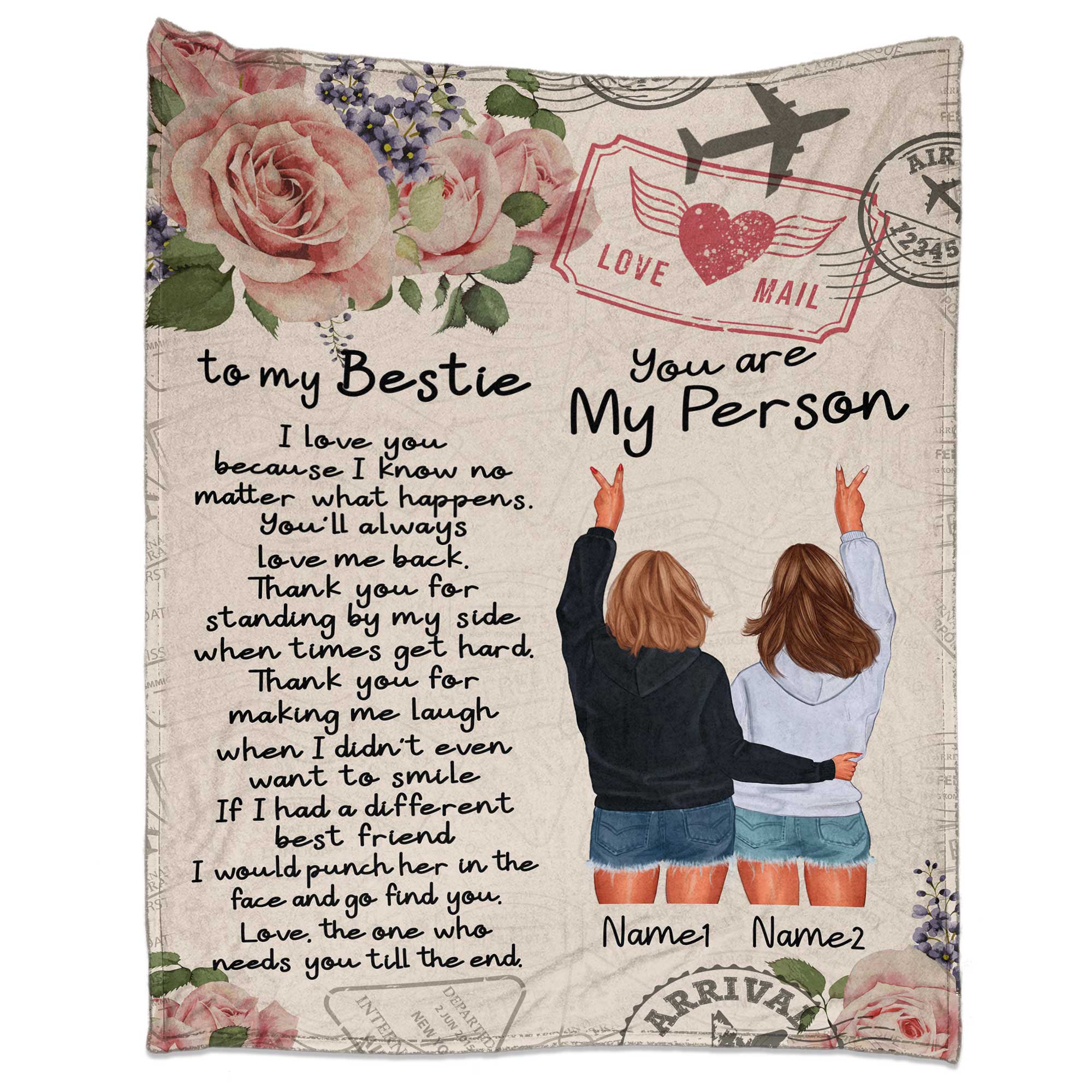 To My Bestie You Are My Person, Friend Custom Blanket, Gift For Friend, Bestie