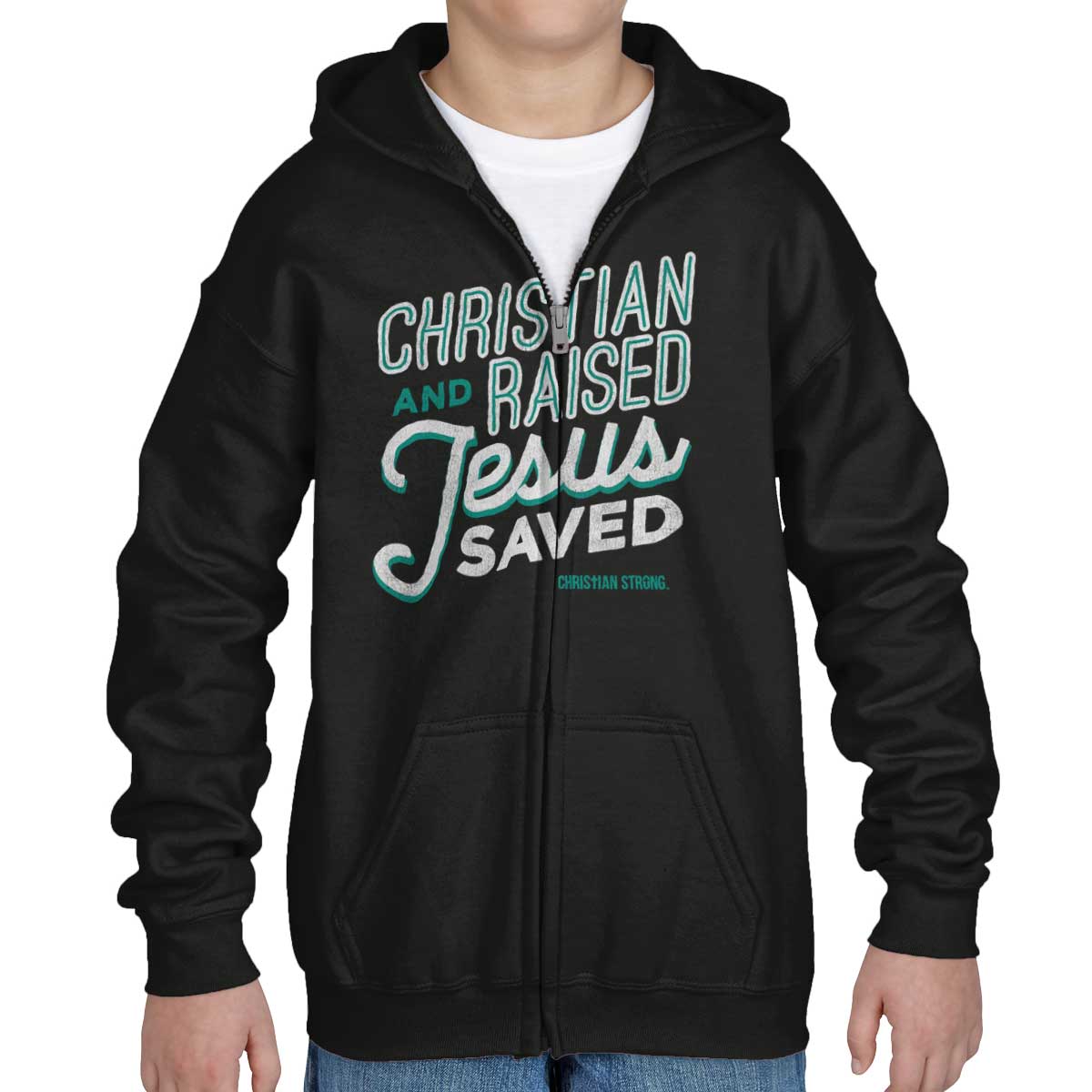 Jesus Saved Me Youth Zip Hoodie