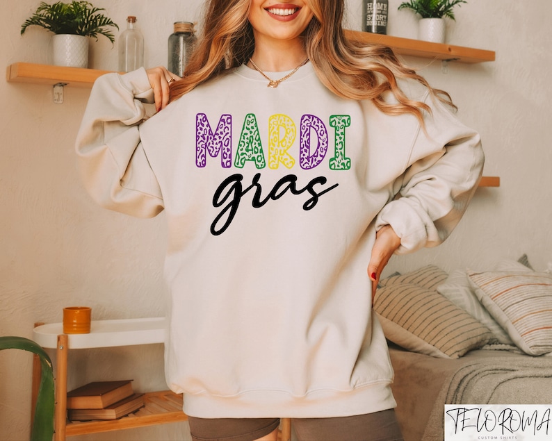 Mardi Gras Shirt, Mardi Gras Sweatshirt, Mardi Party Gift, Louisiana Shirt, Fat Tuesday Gift, Mardi Gras Carnival Crewneck, NOLA Shirt