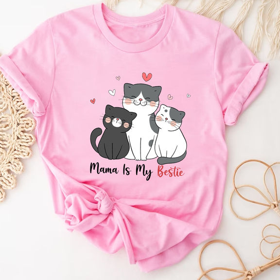 Mother’s Day – Mama Is My Bestie Shirt, Cat Mom Shirt, Mother’s Day Shirt Gift, Mom Birthday Gift For Dog Lovers – Personalized Shirt