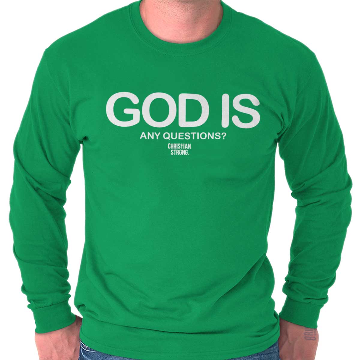 God Any Questions Christian T Shirt Jesus Cross Novelty Gift Long Sleeve T-Shirt