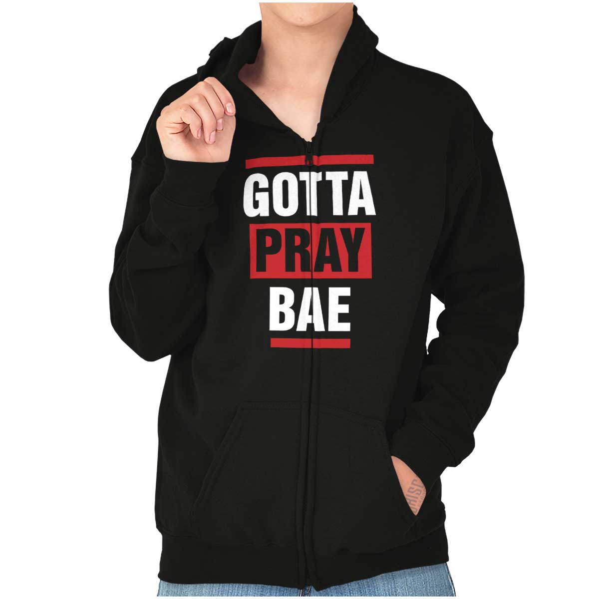 Gotta Pray Bae Youth Zip Hoodie