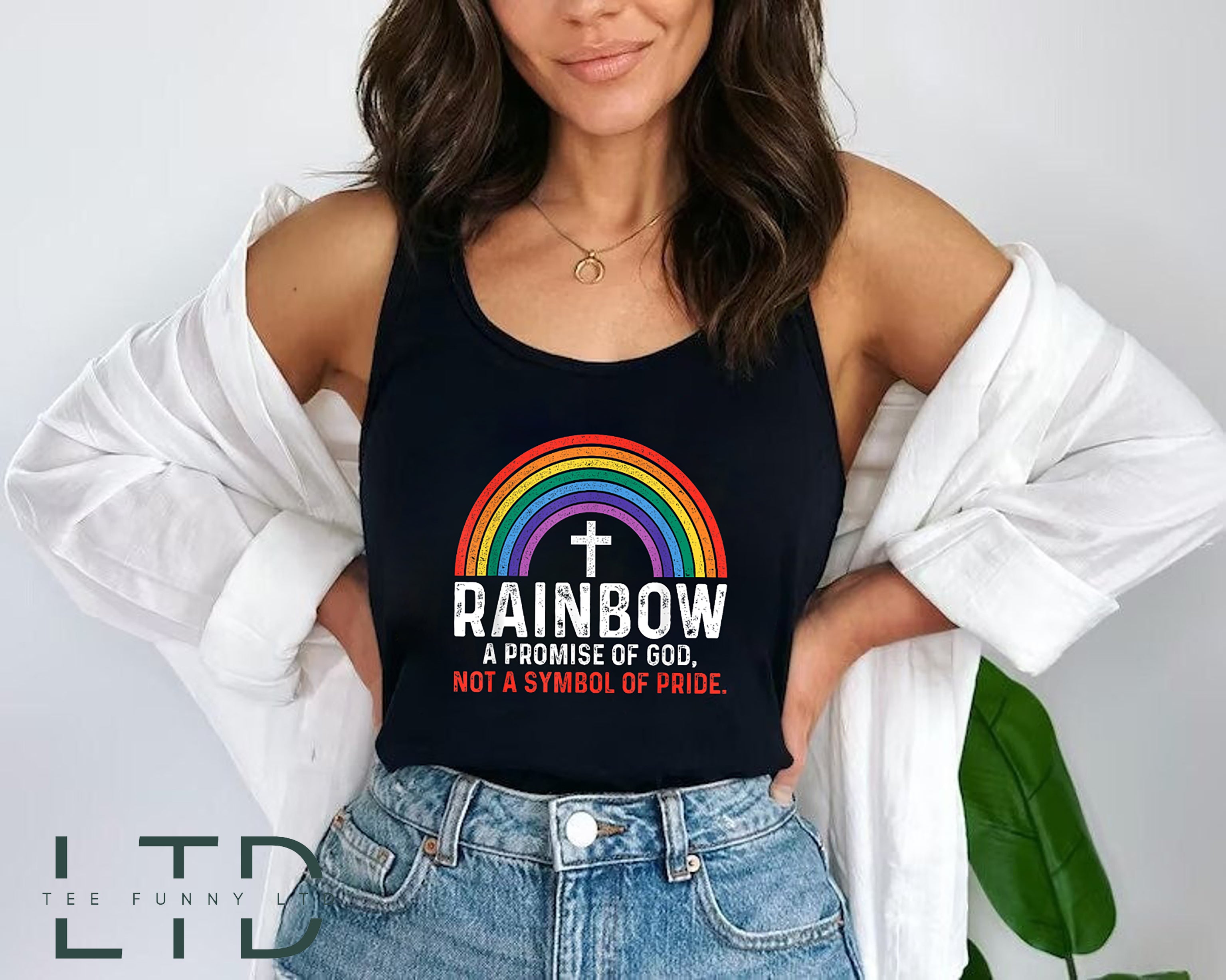 Rainbow A Promise Of God Not A Symbol Of Pride Shirt, Conservative Christian Rainbow Shirt, Proverbs 1618 T-Shirt, Christian Gifts