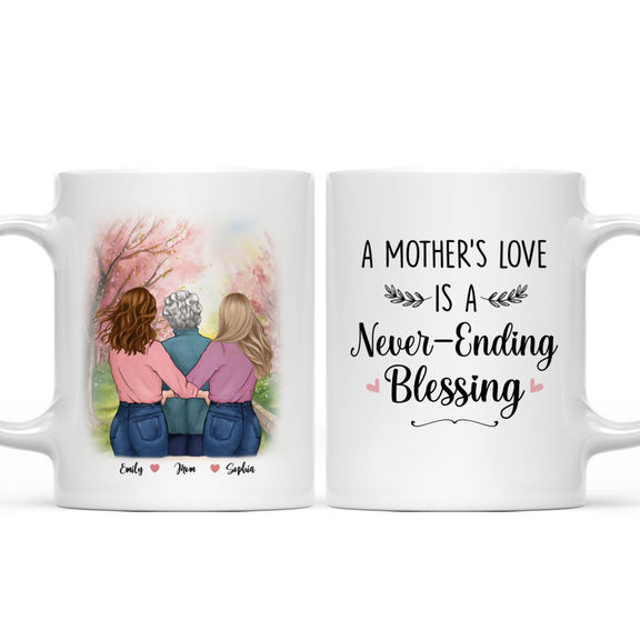 Mother and Daughters – A mother’s Love is A Never – Ending Blessing – Personalized Mug