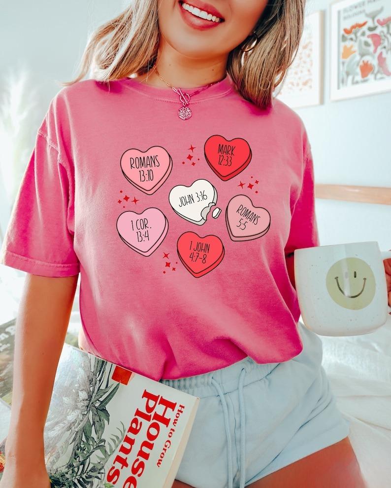 Christian Conversation Heart Valentines Day Shirt, Cute Valentine Candy Hearts Tee, Cute Valentines Day Gift, Bible Verse Sweatshirt