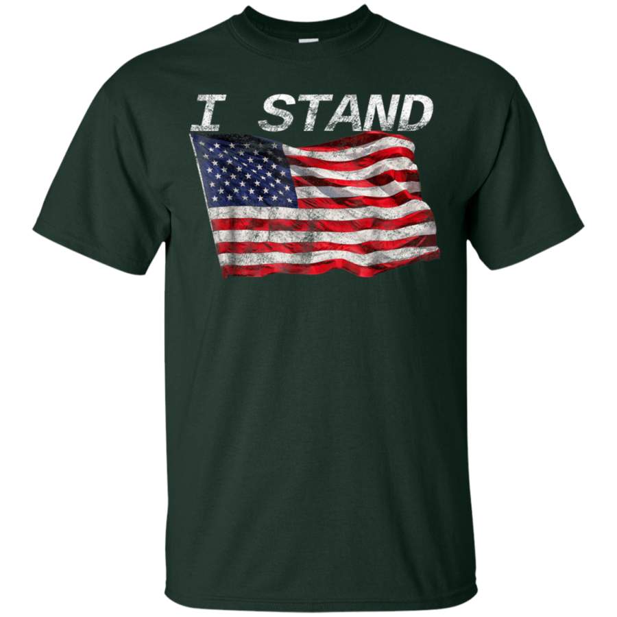 AGR American Flag I STAND Patriotic T-Shirt for Sporting Event