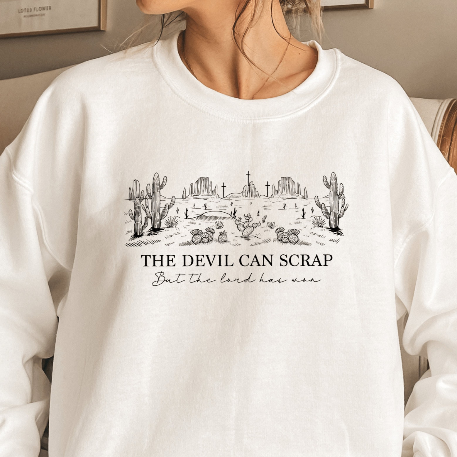 The Devil Can Scrap But The Lord Has Won Sweatshirt ,Singer Sweatshirt, Western Crewneck Sweatshirt