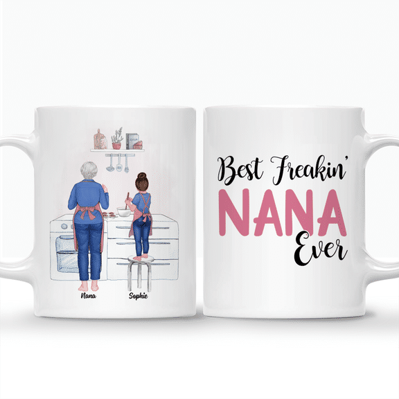 Mother Day – Grandma & Kids – Cooking – Best freakin Nana ever – Personalized Mug