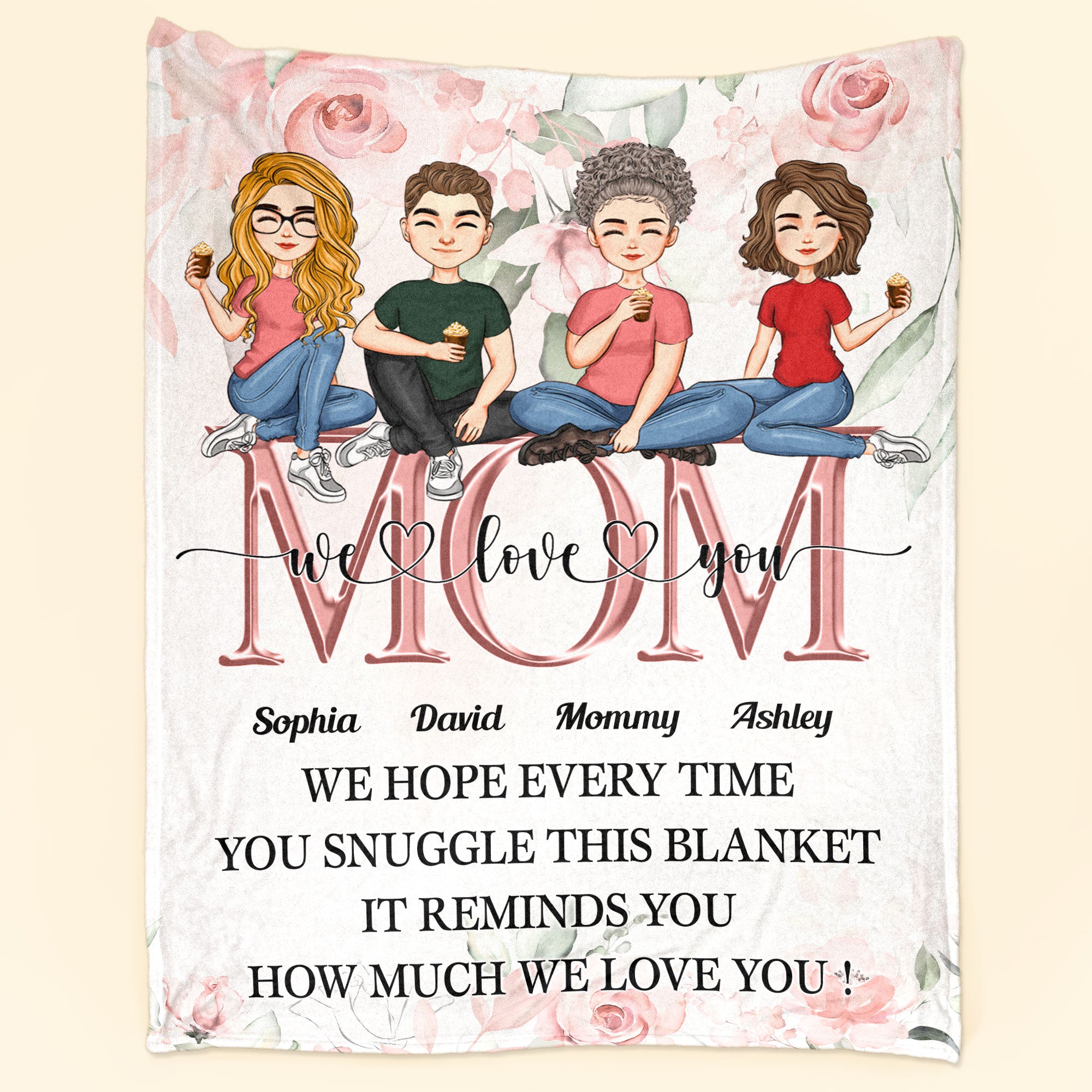 This Reminds You How Much We Love You – Cartoon Version – Personalized Blanket