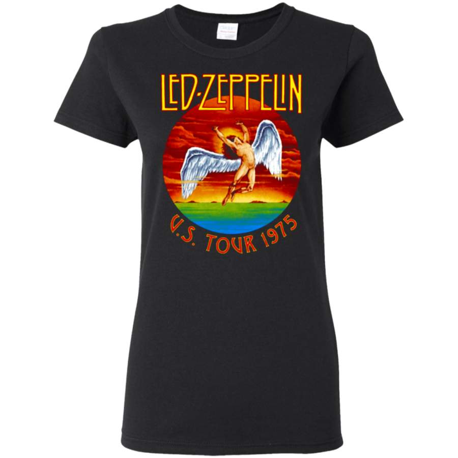 Led Zeppelin Unisex-Adults Official Swan Songs 1975 Album Ladies T-Shirt