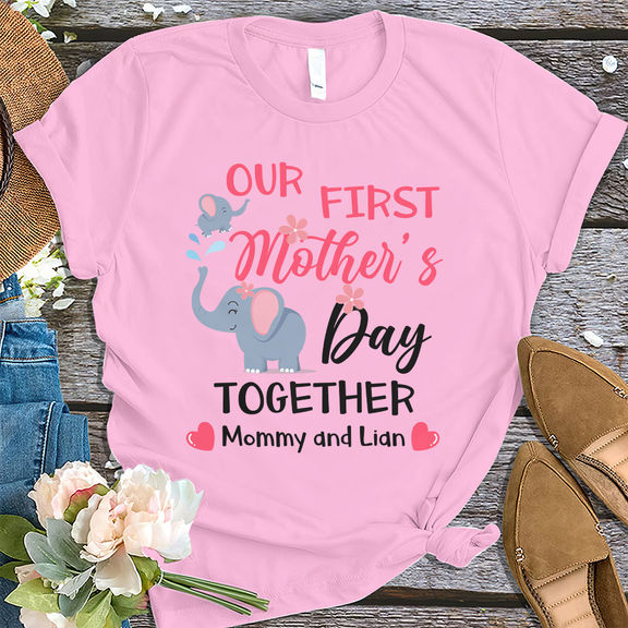 Mother’s Day – Personalized Happy First Mother’s Day Shirt, Cute Baby and Mama Elephant Shirt, Matching Mom Baby Shirt, New Mom Shirt – Personalized Onesie