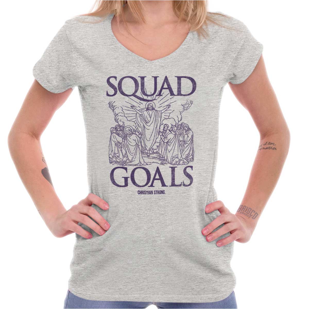 Jesus Squad Goals Junior Fit V-Neck T Shirt