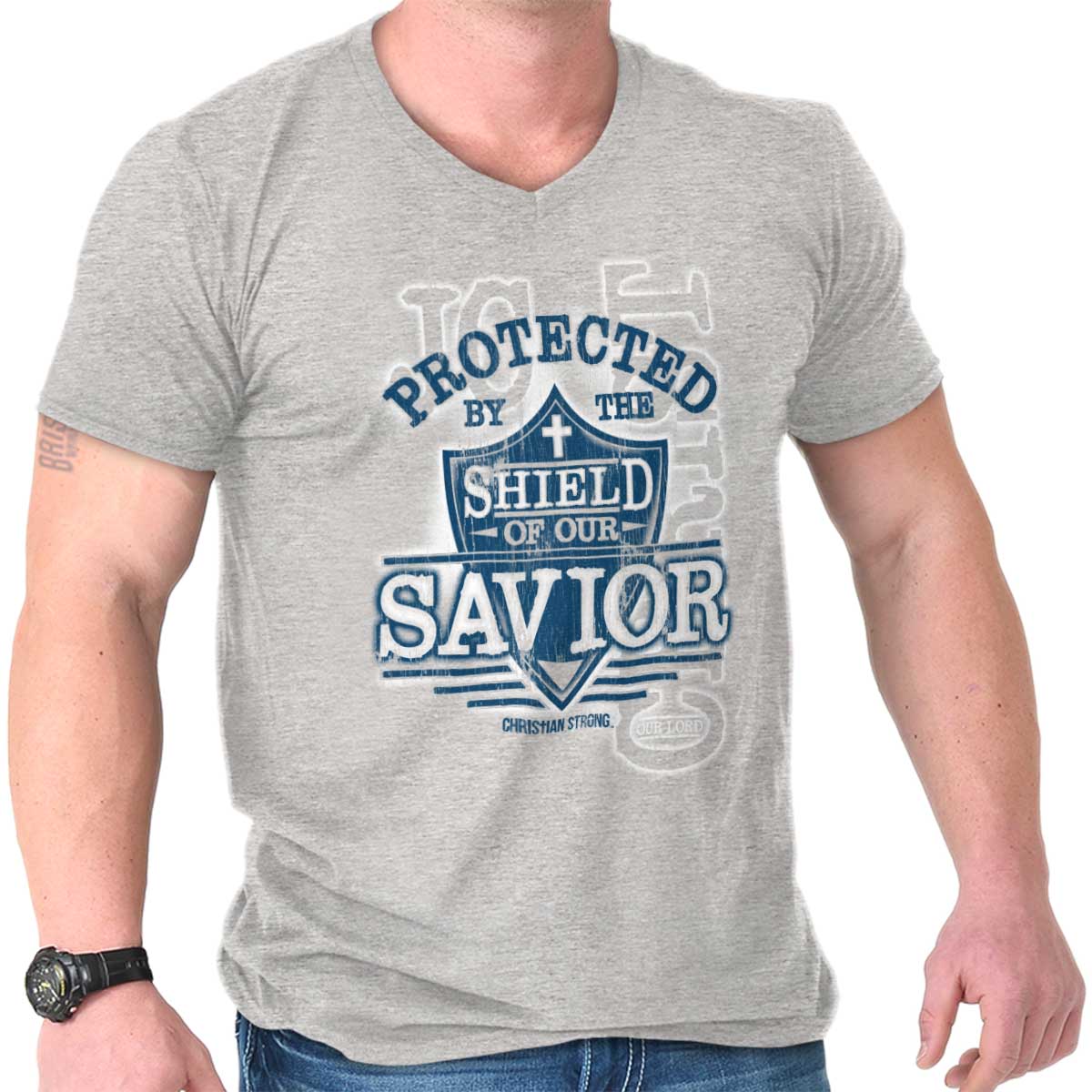 Shield Of Our Savior V-Neck T Shirt