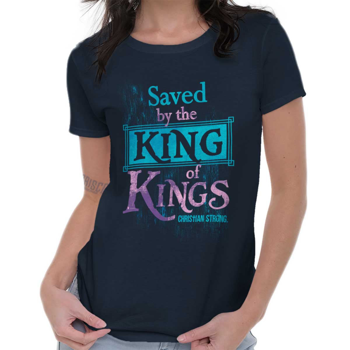 Saved By King Of Kin Ladies T Shirt