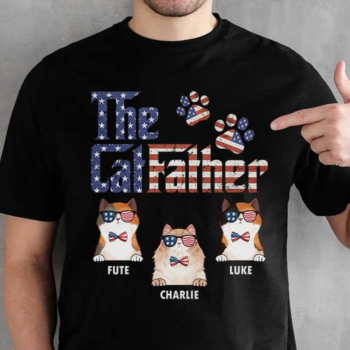 The American Cat Father – Gift For 4th Of July – Personalized Unisex T-Shirt