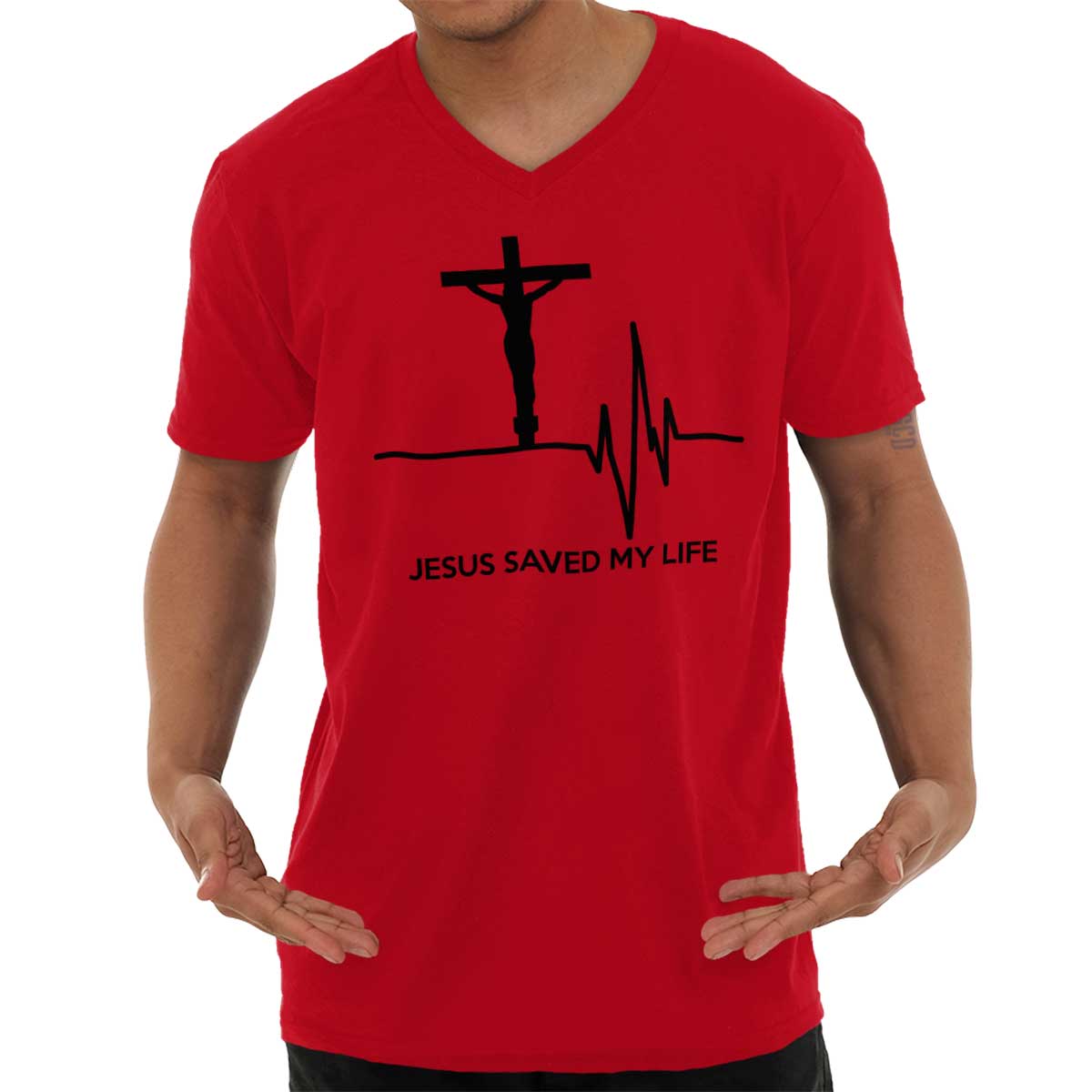 Jesus Saved My Life V-Neck T Shirt