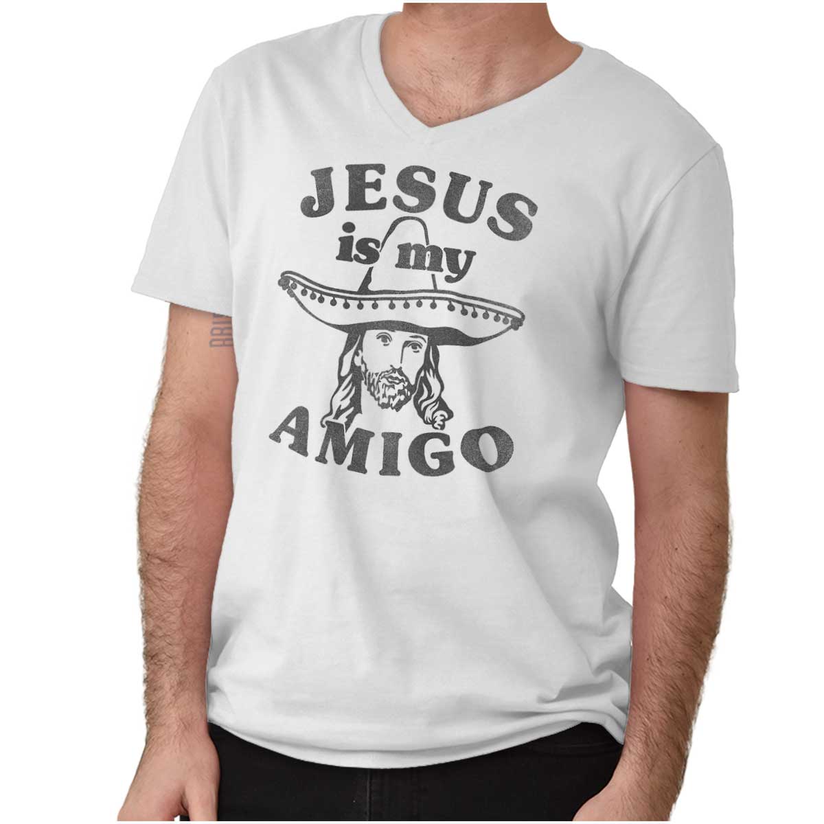 Amigo Jesus V-Neck T Shirt