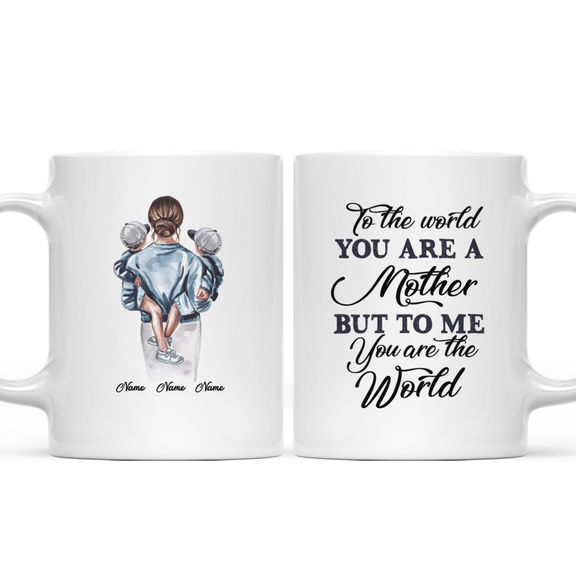 Mom & Son Mug – Personalized Mom And Son Mug, To The World You Are A Mother Mug, Birthday Gift, Mother’s Day Gift For Mom – Personalized Mug