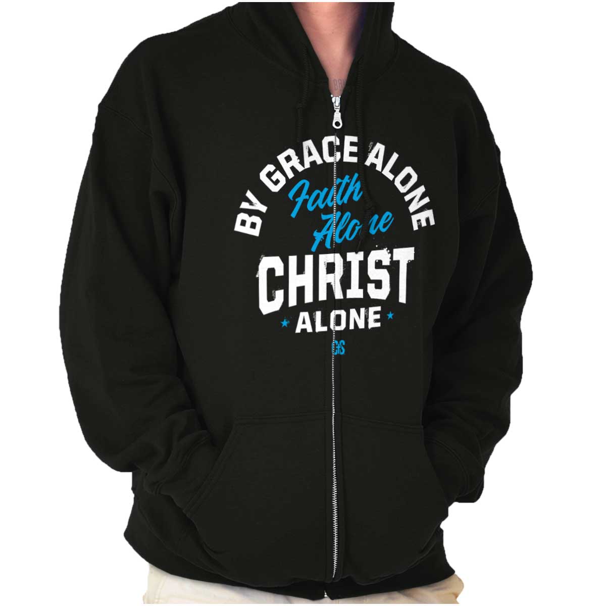 Grace Faith Christ Alone Zip Hoodie